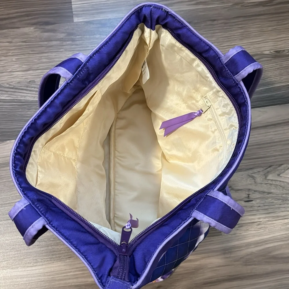 Bradford Exchange Owl Always Love You Kayomi Harai Quilted Purple Zip Tote NWOT